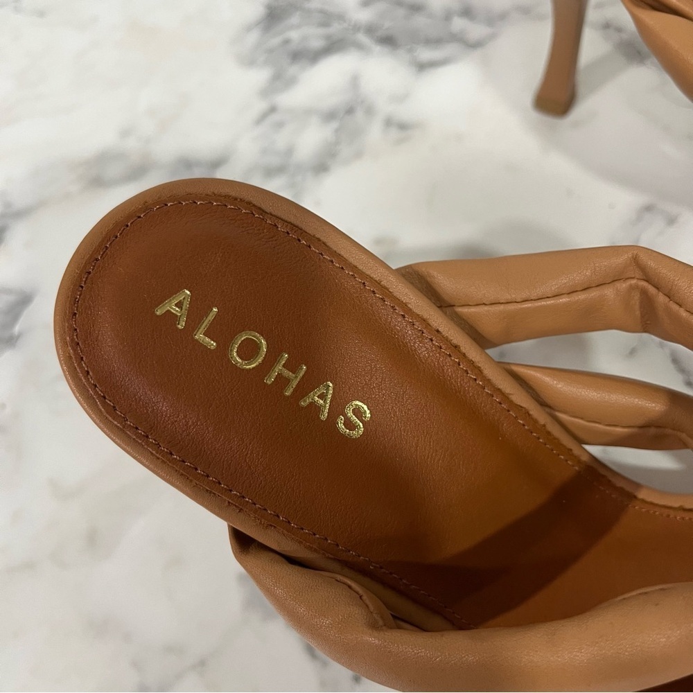ALOHAS Amaretto mules twist strap leather heels sandals in camel brown size 10 - Picture 13 of 16